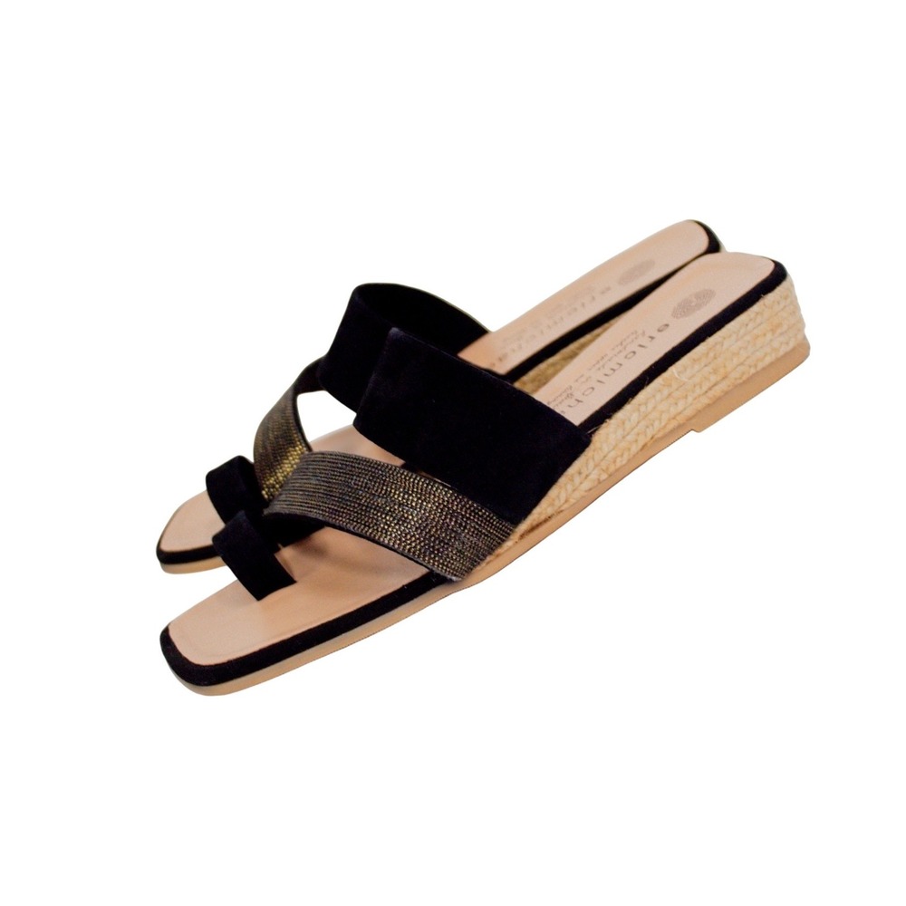 ERIC MICHAEL 'Claudia' Toe Ring Sandal Black Women's Size 7- Casual Chic - Picture 6 of 9